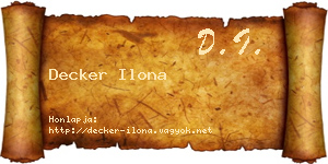 Decker Ilona névjegykártya
